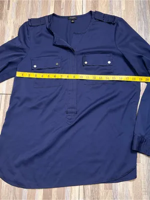 Ann Taylor Women's Navy Long-Sleeve Utility Dress Shirt Size 10 thumbnail 3