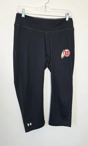 Under Armour Fitted Capri Leggings University Of Utah Utes Black Running Large thumbnail 1