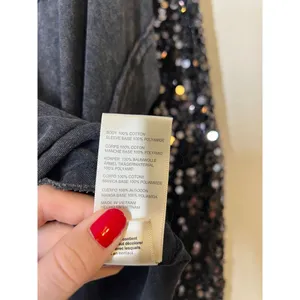 Free People Celine Sequin Sleeve T-Shirt Womens Sz XS Holiday New Years Sheer thumbnail 9