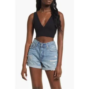 NWOT BP. V NECK Black Ribbed CROP TANK XL MSRP $25 thumbnail 2