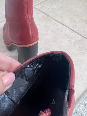 ALDO Burgundy Leather Platform Ankle Boots Y2K Chunky Heel 7.5 thumbnail 7