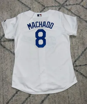 Size S Women’s majestic dodgers home Jersey machado 8 White thumbnail 1