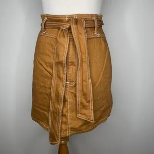 Forever 21- Orange/Brown High Waist Retro Tie Belted Denim Skirt thumbnail 3
