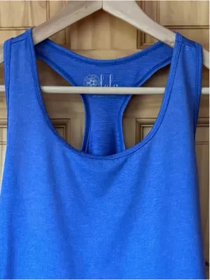 lola Lightweight Periwinkle Blue Textured Racerback Athletic Tank Top size large thumbnail 3