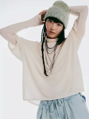 Free People We The Free Peppermint Tee in Oatmeal Cashmere NWT Size Large thumbnail 10