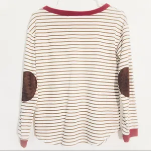 Striped Sweater with Elbow Patches White Size M thumbnail 4