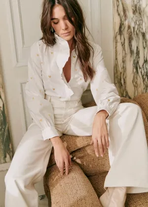 Sézane Chlo Shirt - Gold Heart Embroidery thumbnail 5