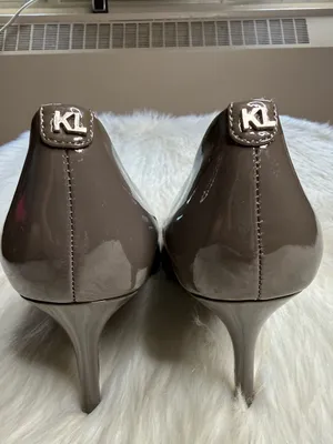 Karl Lagerfeld Paris Royale Patent Leather Anthracite Gray Heels thumbnail 6