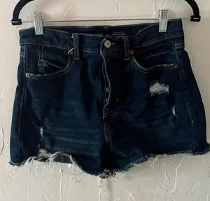 Ladies denim distressed shorts thumbnail 1
