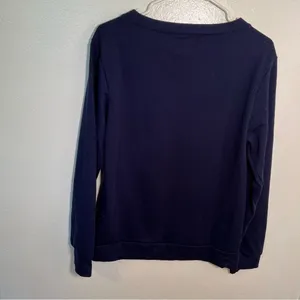 Women's Size Small Crewneck Sweatshirt Navy White Classy Until Kickoff Football thumbnail 5