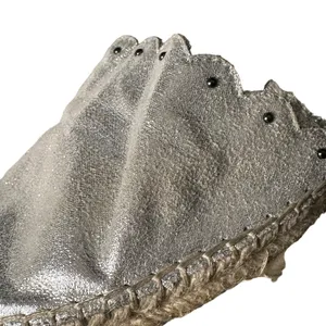 Karl Lagerfeld‎ Metallic Silver Espadrille Slides Slip on Shoes Women Size 7.5 thumbnail 10