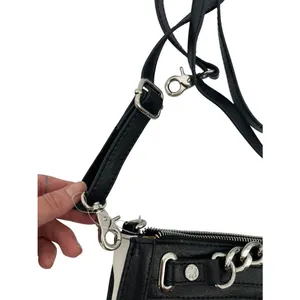 Emma‎ Fox Crossbody Bag Womens Purse Black White Striped Leather Chain Nautical thumbnail 6