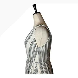 LoveShackFancy Dress Women XS Ivory Gray Striped Georgica Maxi Luxury‎ Boho thumbnail 8