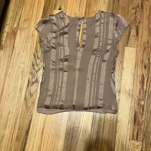 Bronze Shimmer Faux Wrap Bodysuit Plunge V-Neck Top Size S thumbnail 5