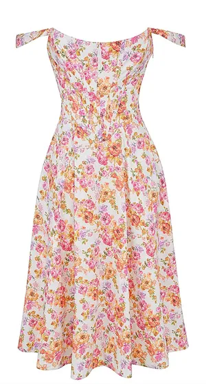 House Of CB Saria Ivory Print Floral Midi Sundress size M thumbnail 3