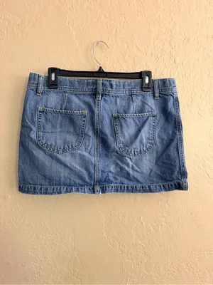 Classic Blue Denim Button-Front Mini Skirt thumbnail 2