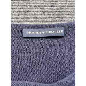 Brandy Melville Sweater Women One Size Blue Roll Neck Cropped Long Sleeve Cotton thumbnail 2