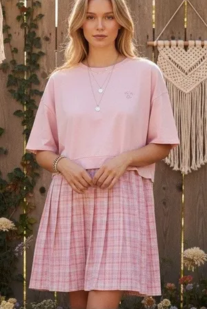 Fantastic Fawn Top Dress Pinks Oversized Pleated Cotton Lining Boho Fairy SZ M thumbnail 1