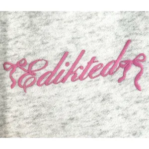 Edikted Women’s XS Gray Pink Logo Sweatpants Fleece Joggers Baggy Y2K Lounge thumbnail 4