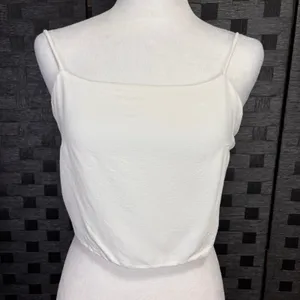 Brandy Melville‎ Tank Top Womens One Size White Tie Back Cropped Boho Festival thumbnail 1