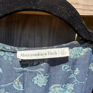 Abercrombie & Fitch Navy Blue Floral Long Sleeve Wrap Mini Dress LT Tall thumbnail 2