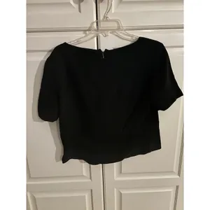 DANY Vintage Made in Italy 100% Wool Black Short Sleeve‎ Scoop Neck Blouse Sz 48 thumbnail 3