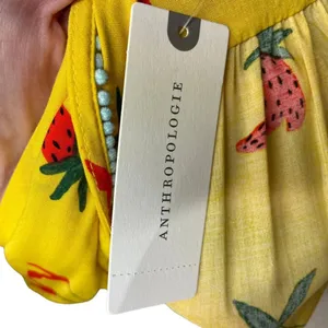 Anthropologie Kendra Dandy‎ Dreamer Top Blouse Button Strawberry Yellow Size 14 thumbnail 10