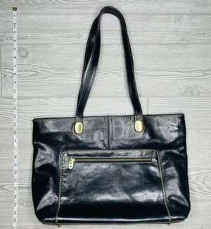 Vintage Marino orlandi large black leather tote bag purse laptop designer gold h thumbnail 7