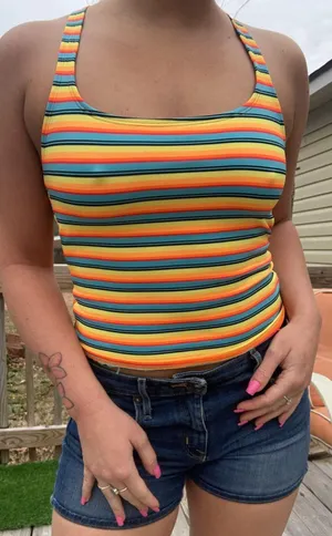 Catalina rainbow color tank top with a built in bra thumbnail 2