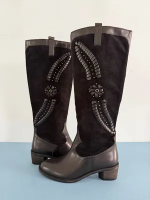 Brioso Sedona Whipstitch Suede Leather Black‎ Riding Western Boots thumbnail 3