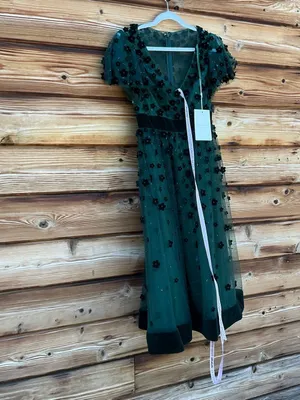 NWT MAC DUGGAL Green Embellished Butterfly Sleeve Velvet Hem Midi Dress Size 2 thumbnail 7