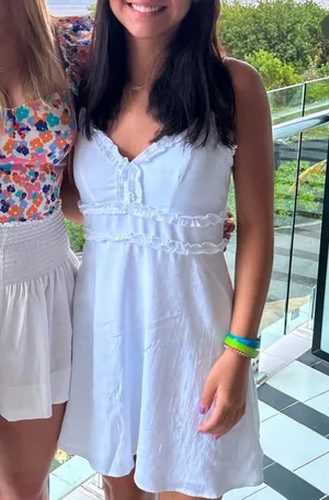 White Ruffle Mini Dress thumbnail 1