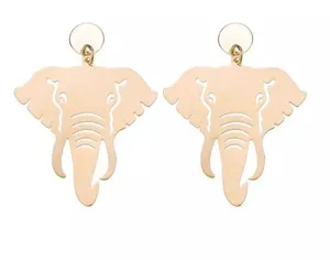 Gold Tone Elephant Thin Metal Pendant Big Hook Earrings University of Alabama thumbnail 2