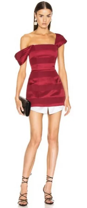 Hellessy Emily Dress‎ In Red With Contrast White Shirttail Hem Size 4 Crimson thumbnail 1