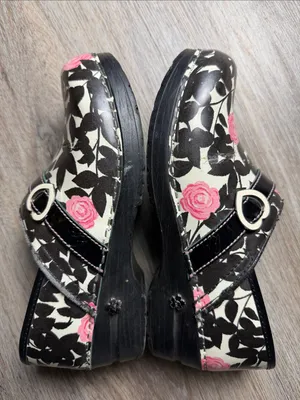 Sanita Koi Patent Leather Floral Rose Danish Clogs Size 38 (US 6.5-7) thumbnail 3