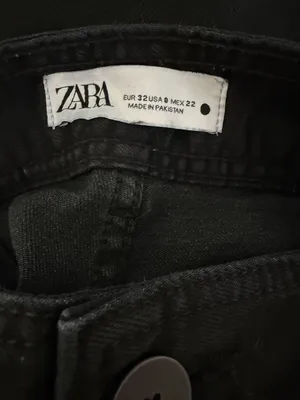 Zara Black Wide-Leg Frayed-Hem Jeans Women’s Size 0 thumbnail 3