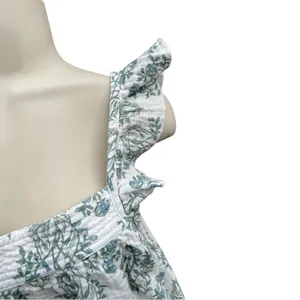 Rachel Zoe Floral Pajama Set 2 Pc Cotton Shorts Top Blue Green floral White M thumbnail 4
