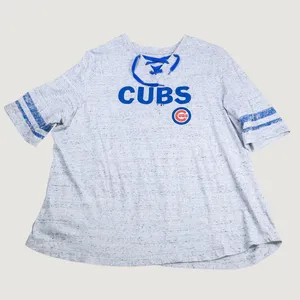 Fanatics Chicago Cubs T-Shirt Women 4X Grey Lace Up Neck Short Sleeve MLB Jersey thumbnail 8