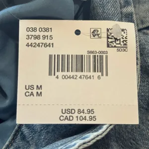 American Eagle Cropped Denim Jacket Women’s Medium Blue Puff Sleeve Button Front NWT thumbnail 10