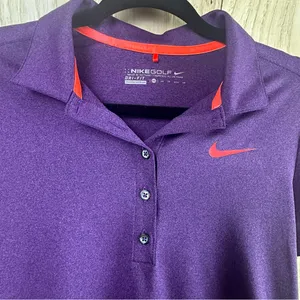Women's Nike Golf Purple Button Down Polo Shirt thumbnail 4