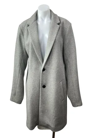 Hollister Women's Gray Long Sleeve Button Longline Trench Coat Jacket Size L thumbnail 1