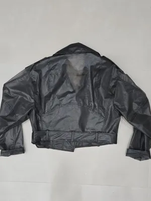 Zara Black Translucent Leather-Effect Bomber Varsity Jacket Size XS thumbnail 2