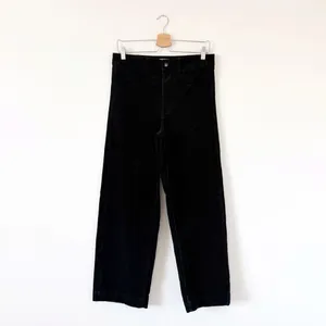 Everlane The Corduroy Wide-Leg Pants High Rise in Black Pockets Size 10 thumbnail 2