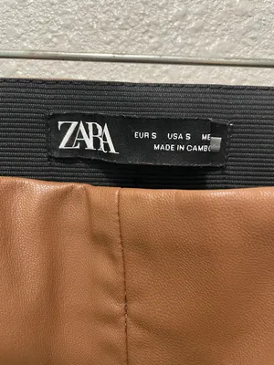 Zara Womens High Waist Faux Leather Leggings Small Ankle Length Brown thumbnail 5