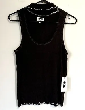 NWT MATE the Label Black Raylin Mockneck Tank - S/M thumbnail 1