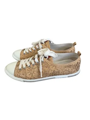 PRADA Tan Patent Leather Laser Cut Sneakers Size 37 / US 7 thumbnail 7