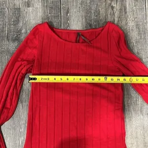 Anthropologie Ribbed Slide Slit Tunic Red New NWOT - Small thumbnail 7