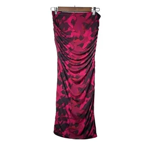 Almost Famous Women Large Ruched Red Midi Skirt Aesthetic Ruffles Lightweight‎ thumbnail 2