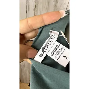 NWT Athleta Women's Small Pleated Deep Ocean Teal Sleeveless V-Neck‎ Tank Top thumbnail 3