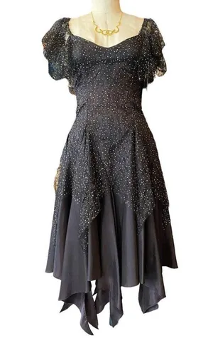 Vintage Nuance Black Shimmering Witchy Goth Dress Small thumbnail 9